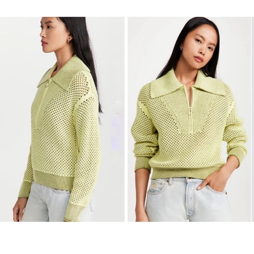 NWT Jonathan Simkhai Ariella Cotton Blend Sweater In Lime Green Sz S - Picture 3 of 15